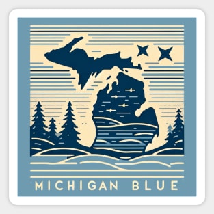 Michigan Blue Serenity - Minimalist Line Art Magnet